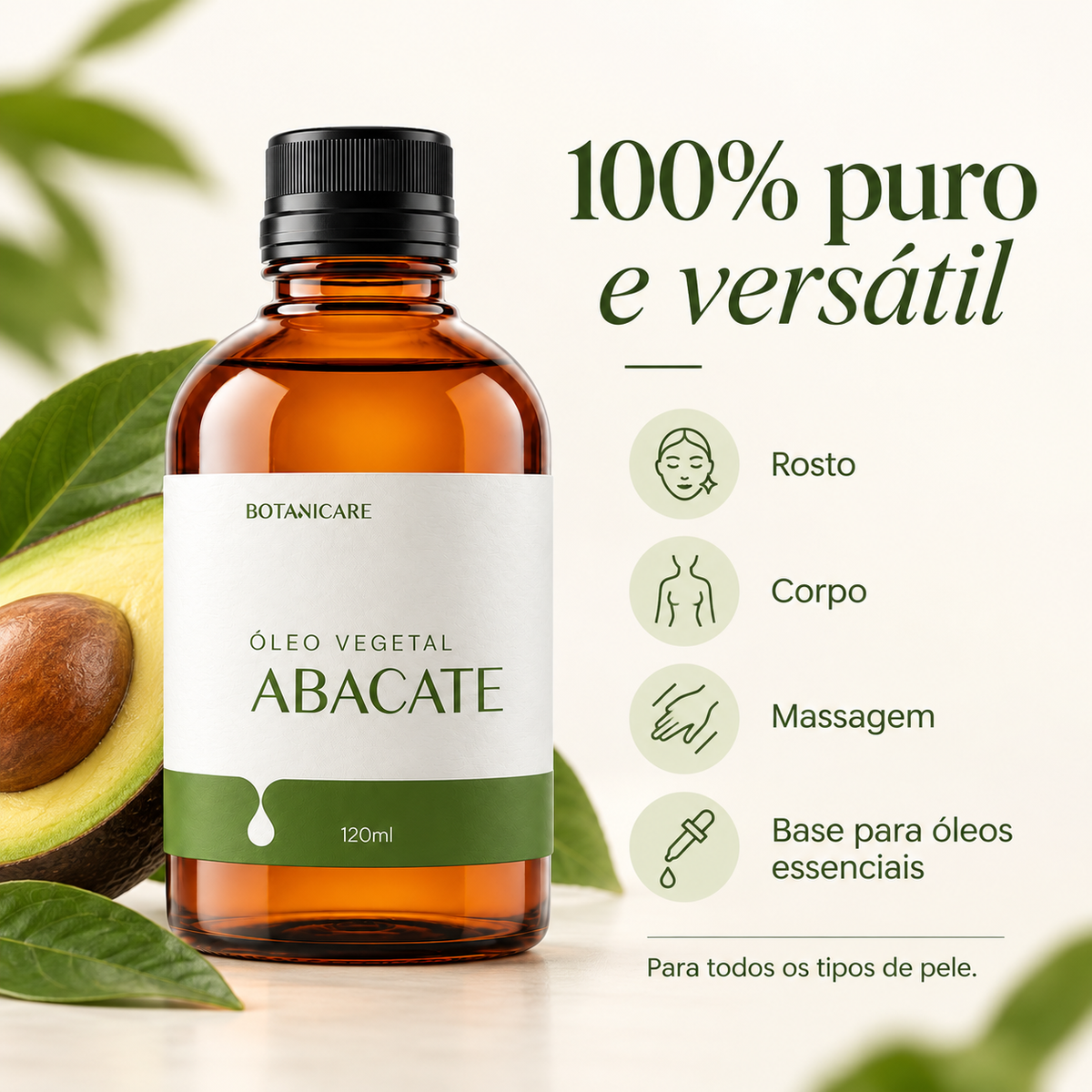 Óleo Vegetal de Abacate Botanicare – 100% Puro – 120 ml